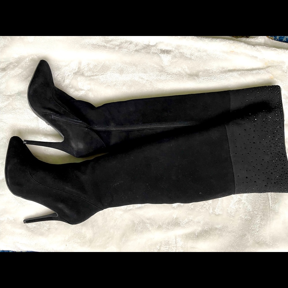 NEW Black Suede Over The Knee Boots